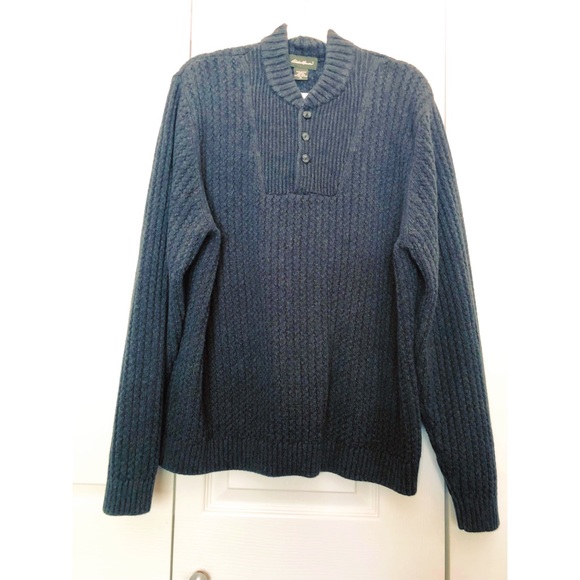 Eddie Bauer Other - Eddie Bauer Mens Grey LS Button Front Cotton Ribbed Sweater